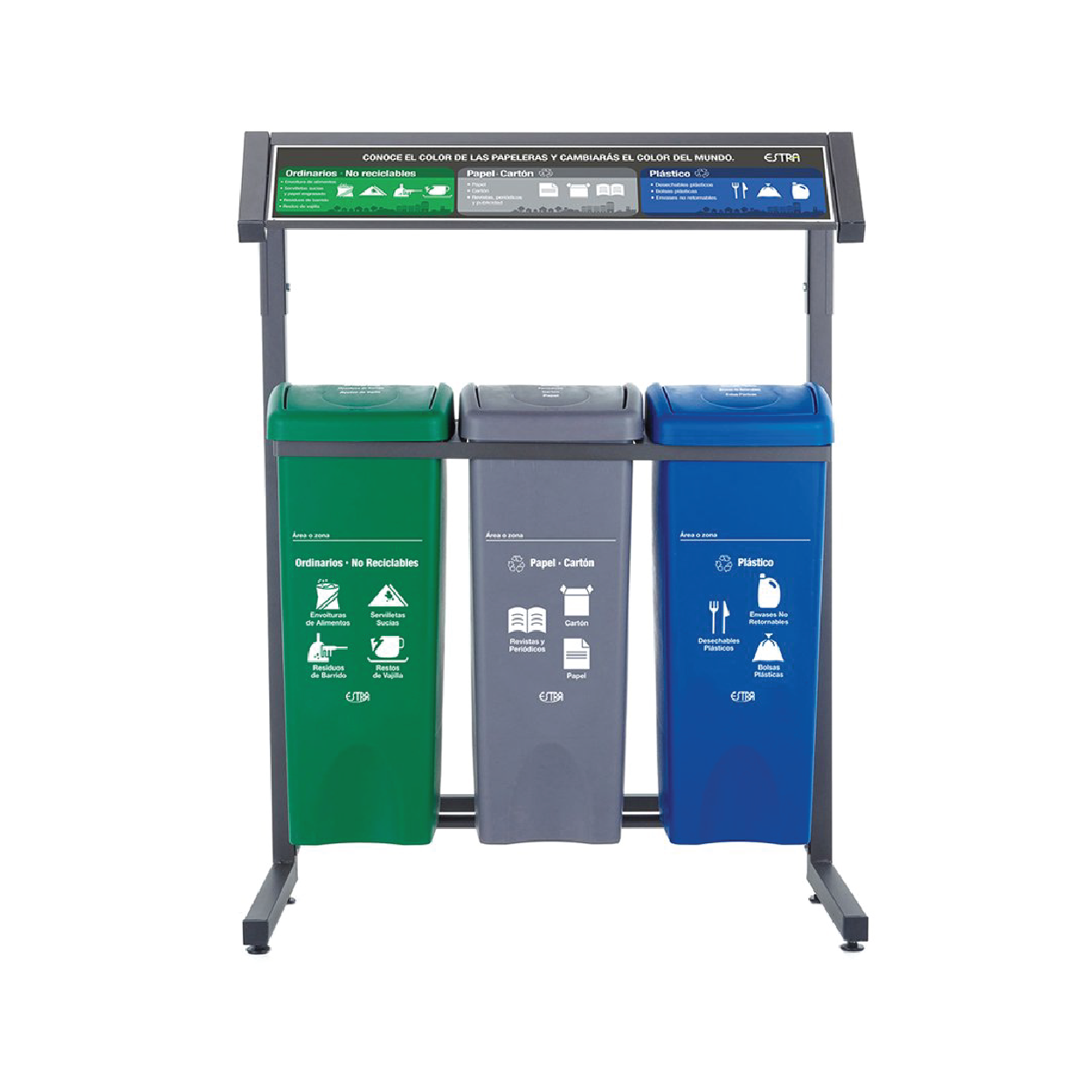 Punto Ecológico 3 Puestos 53Lts con Techo