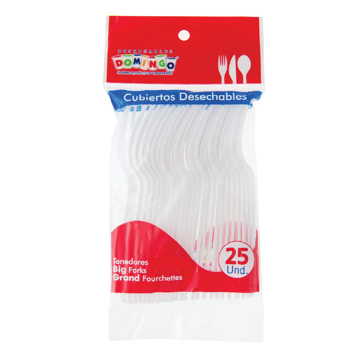 Tenedor Desechable Pequeño Blanco X25