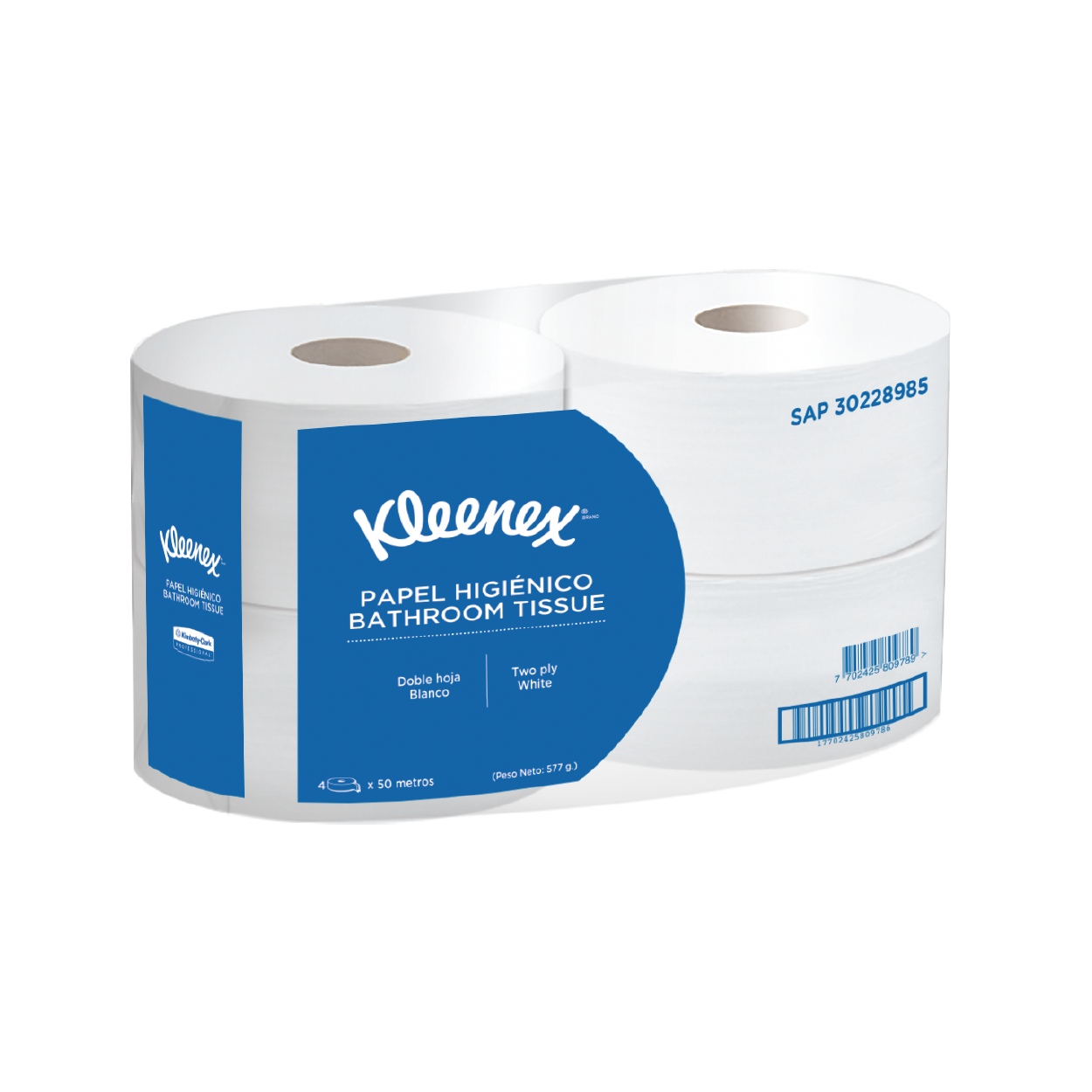 Papel Higiénico Kleenex Convencional Dob Hoja 50 Mts X 48 Rollos