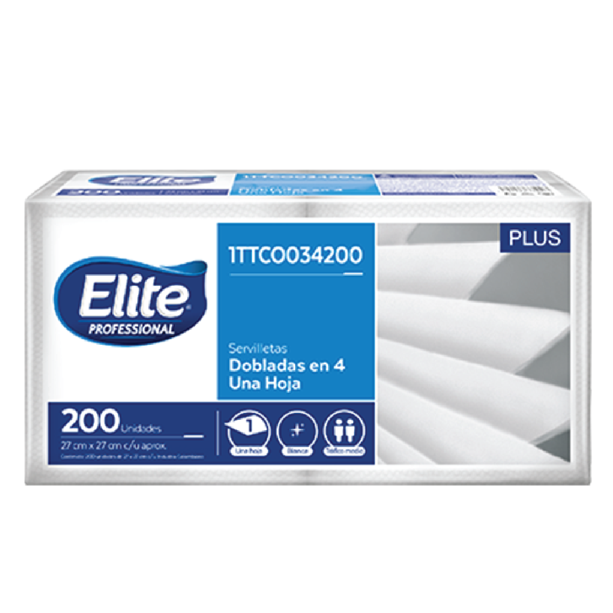 Servilleta Elite Blanca 27X27 Hoja Sencilla 200 Unidades