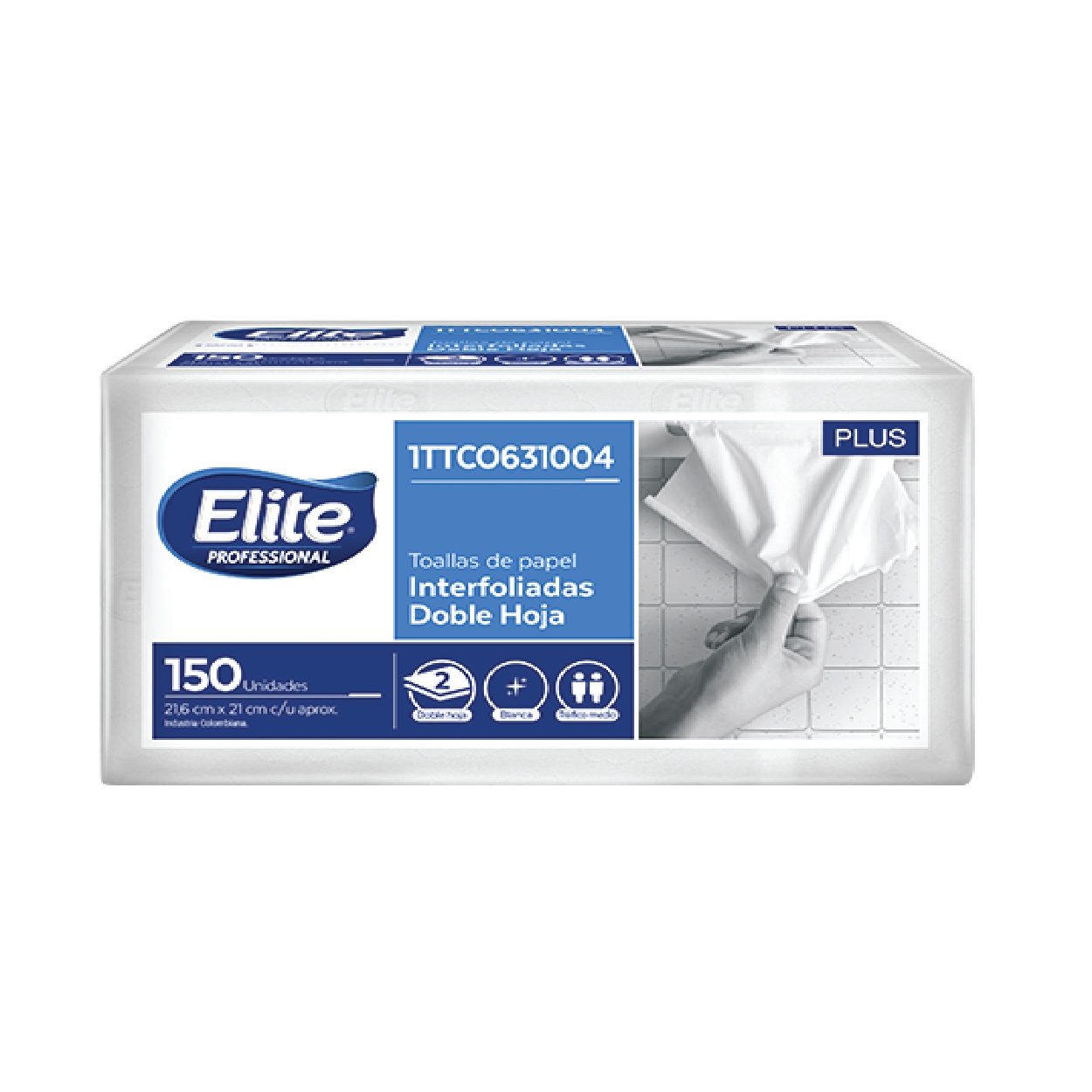 Toalla de Manos Elite Doble Hoja Interfold Ancha 150 Unidades